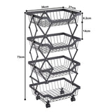 STORFEX 4 Tier Foldable Kitchen Pantry Storage Organizer Cart Baskets Rack_2