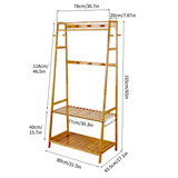 STORFEX Bamboo Garment Coat Clothes Rack with top shelf and 2-tier Shoe Organizer Shelves_10