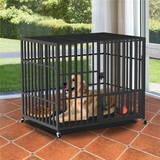 PETSWOL Heavy Duty Pet Dog Cage Strong Metal Crate Kennel Playpen with Wheels &Tray_2