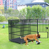 PETSWOL Heavy Duty Pet Dog Cage Strong Metal Crate Kennel Playpen with Wheels &Tray_3