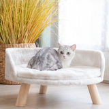 PETSWOL Pet Sofa Bed Raised Cat Chair with Removable Cushion_4