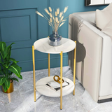 COMFEYA 2 Tier Round Coffee End Table with Storage Shelf_0