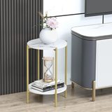 COMFEYA 2 Tier Round Coffee End Table with Storage Shelf_7