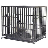 PETSWOL Heavy Duty Pet Dog Cage Strong Metal Crate Kennel Playpen with Wheels &Tray_5