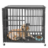 PETSWOL Heavy Duty Pet Dog Cage Strong Metal Crate Kennel Playpen with Wheels &Tray_6