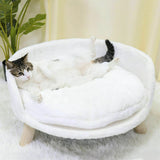 PETSWOL Pet Sofa Bed Raised Cat Chair with Removable Cushion_2