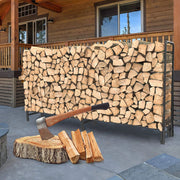 8ft Metal Firewood Rack Adjustable Outdoor Wood Stacker_0