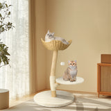 PETSWOL Modern Cat Tree Solid Wood Kitten Scratching Tree Activity Tower