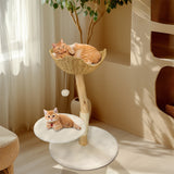 PETSWOL Modern Cat Tree Solid Wood Kitten Scratching Tree Activity Tower