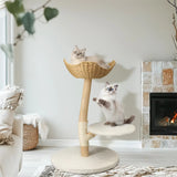 PETSWOL Modern Cat Tree Solid Wood Kitten Scratching Tree Activity Tower