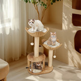 PETSWOL 3 Tier Cat Climbing Tree Indoor Kittens Activity Center Tower with Scratching Post