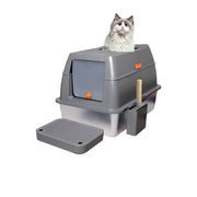 PETSWOL Enclosed Cat Litter Box Front Top Exit Cat Toilet Boxes with Lid