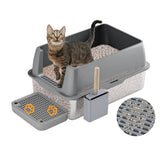 PETSWOL Enclosed Cat Litter Box Front Top Exit Cat Toilet Boxes with Lid