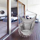 HYPERANGER Hammock Chair Hanging Rope Swing with 2 Cushions-Grey_3