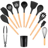 12pcs Heat-Resistant Silicone and Wood Kitchen Cooking Utensil Set_0