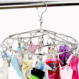 30 Pegs Thickened Stainless Steel Underwear Sock Hanger Laundry Airer Dryer Rack_3