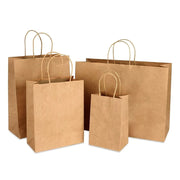 Brown Kraft Paper Bags with Handle for Gifts and Souvenirs Recycled Carrying Bags_0